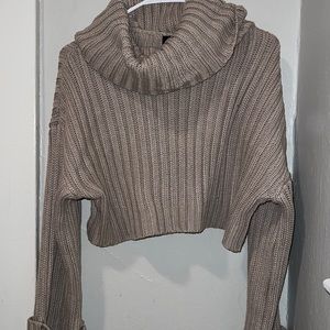 Cropped Cowl Neck Sweater
